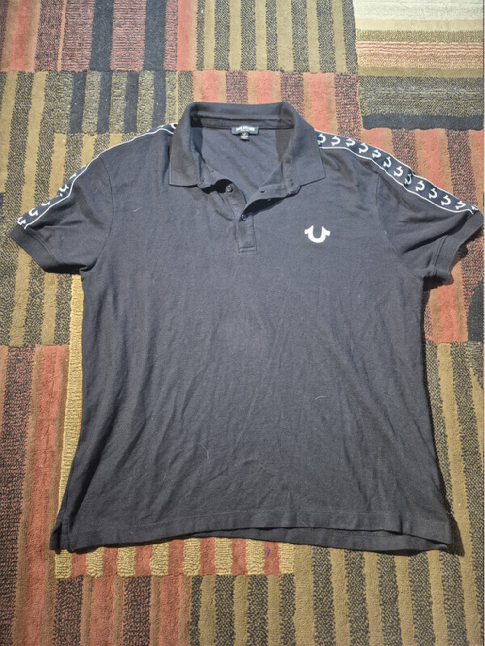 True Religion Polo Shirt Men's 2XL Gray Horseshoe Logo